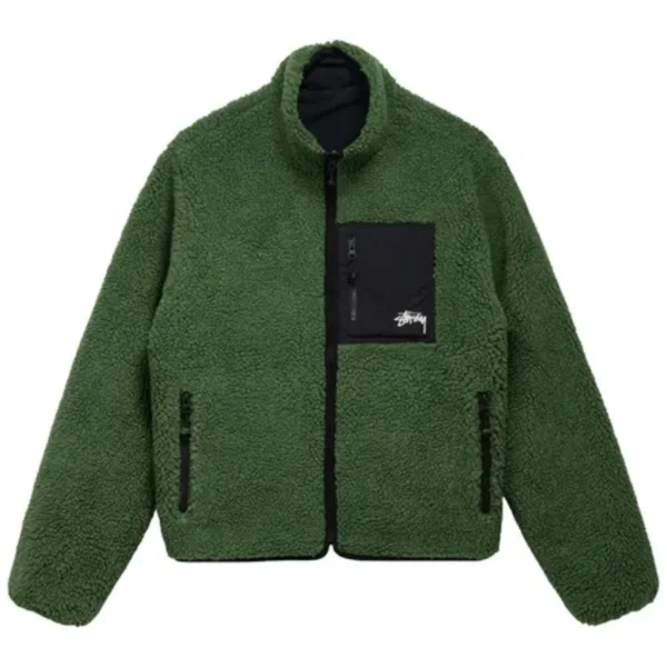 Stussy 8 Ball Sherpa Green Jacket