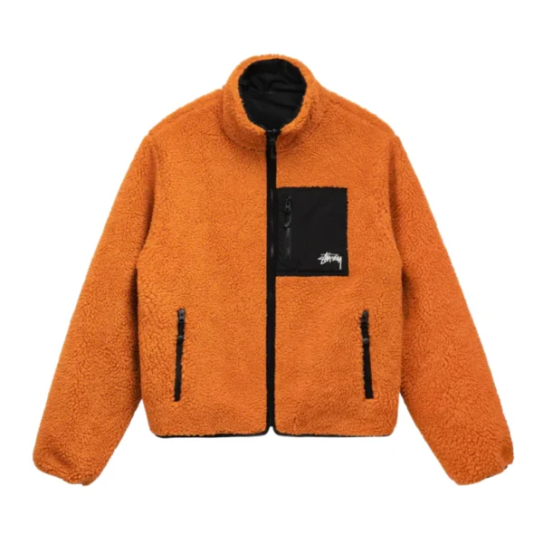 Stussy 8 Ball Sherpa Orange Jacket