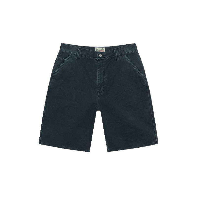 Stussy Black Washed Canvas Worked Shorts