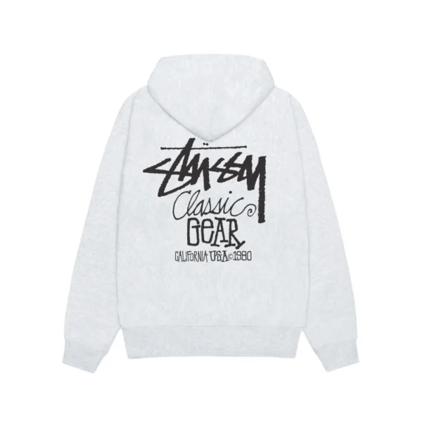 Stussy Classic Gear Up Ash Heather Hoodie-back