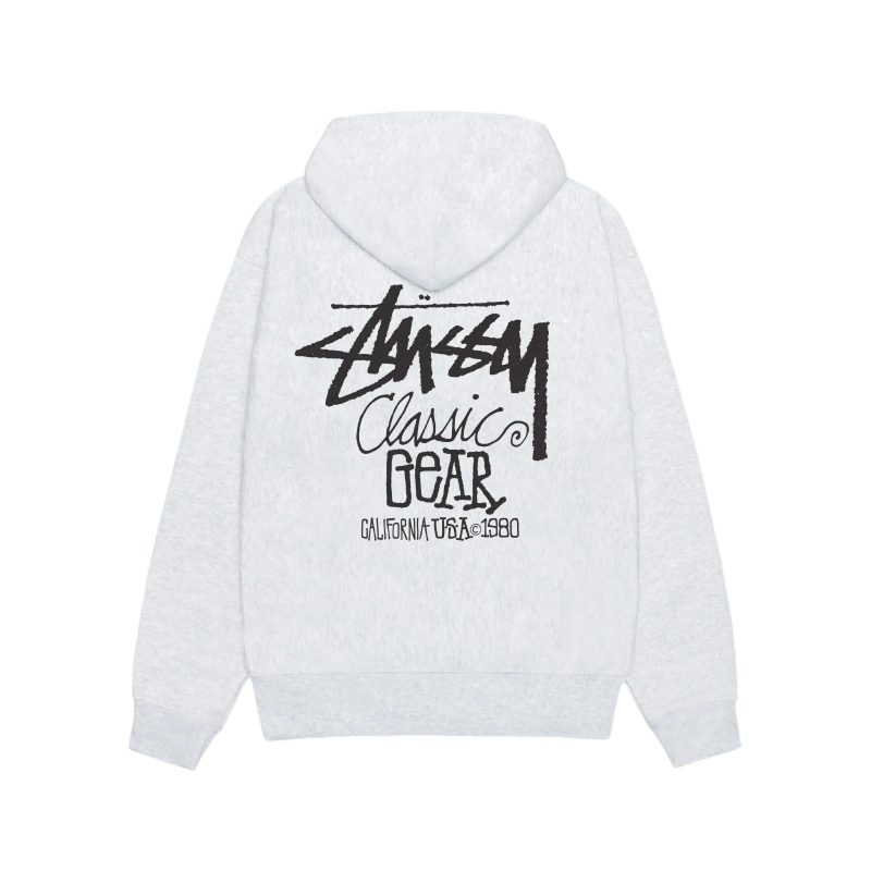 Stussy Classic Gear Up Ash Heather Hoodie-back