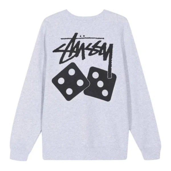 Stussy Dice Crewneck Ash Heather Sweater-back