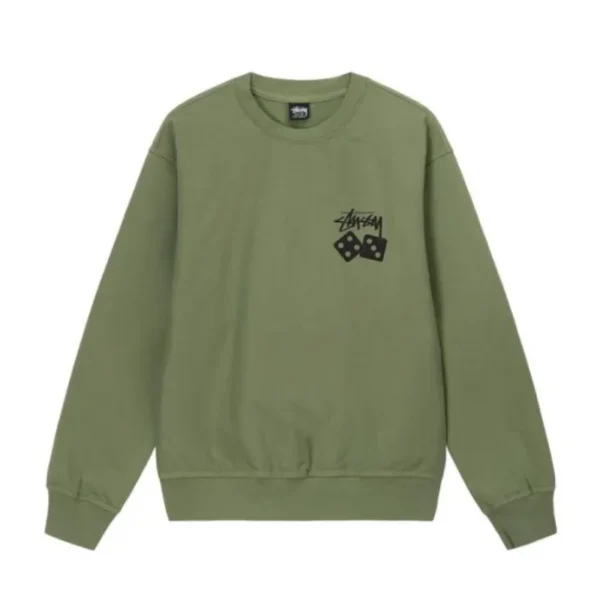 Stussy Dice Pigment Dyed Green Sweater