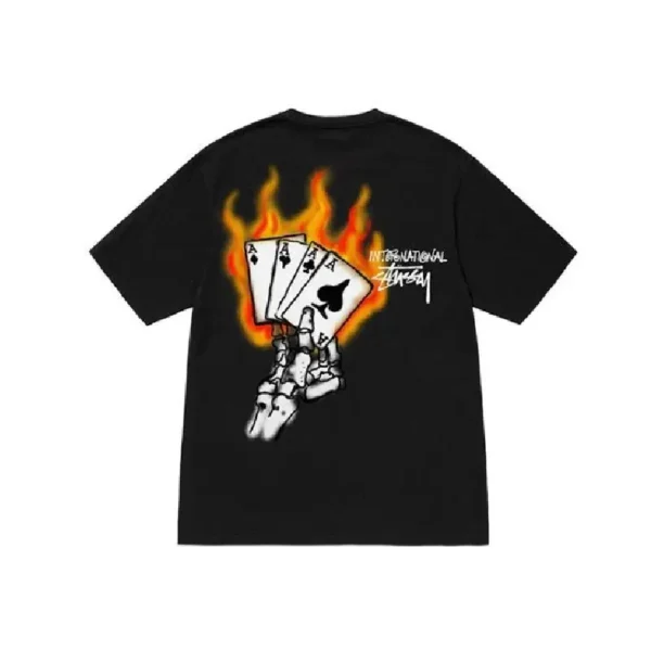 Stussy Flame Card Black T-Shirt
