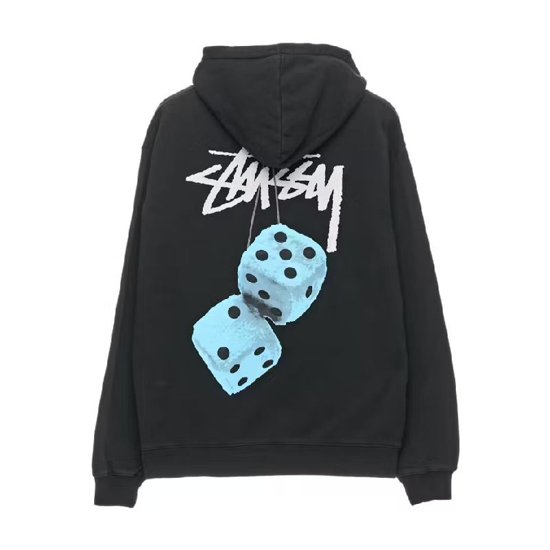 Stussy Fuzzy Dice Black Pullover Hoodie-back