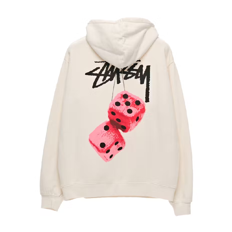 Stussy Fuzzy Dice White Pullover Hoodie-back