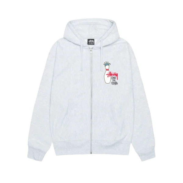Stussy Kingpin Ash Heather Zip Up Hoodie