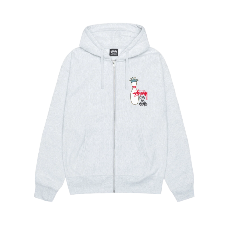 Stussy Kingpin Ash Heather Zip Up Hoodie