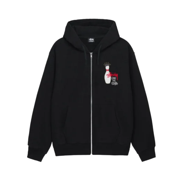Stussy Kingpin Black Zip Up Hoodie