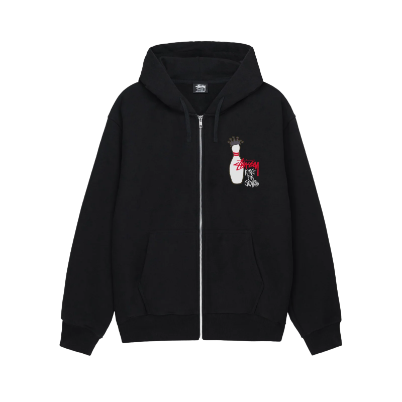 Stussy Kingpin Black Zip Up Hoodie