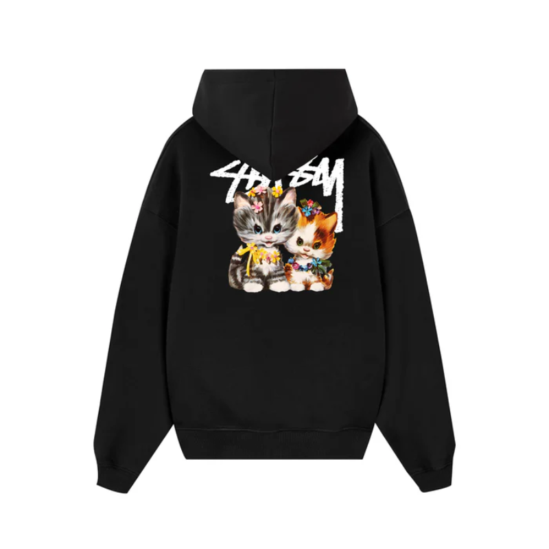 Stussy Kitten Black Hoodie Back