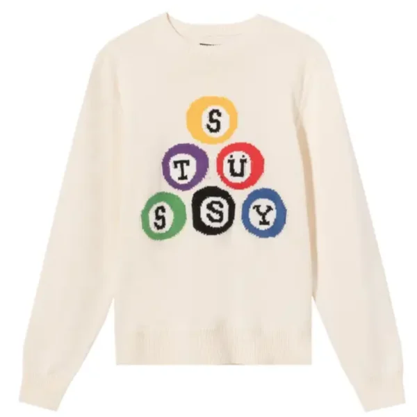 Stussy Knit Billiard Pool Ball Cream Sweater