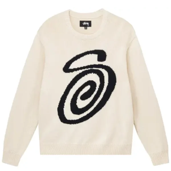 Stussy Knit Curly S Cream Sweater