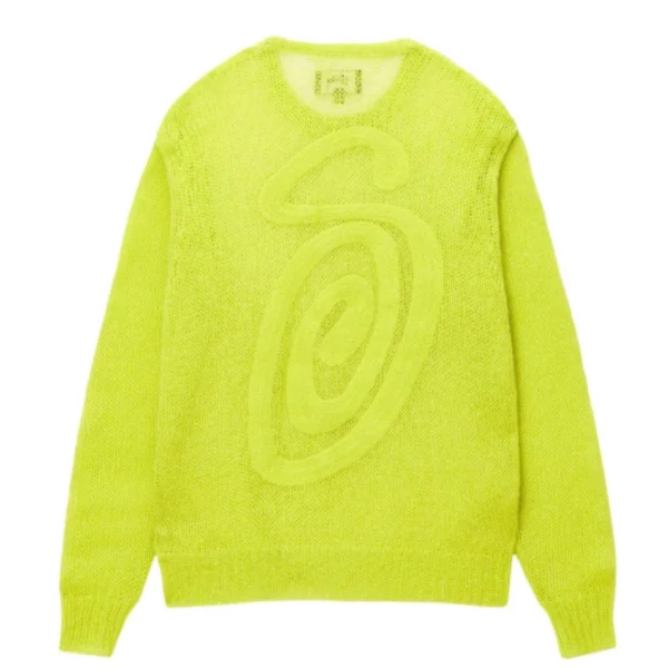 Stussy Knit Curly S Lime Sweater-back