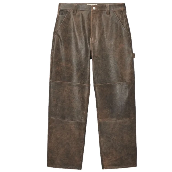 Stussy Leather Brown Work Pants