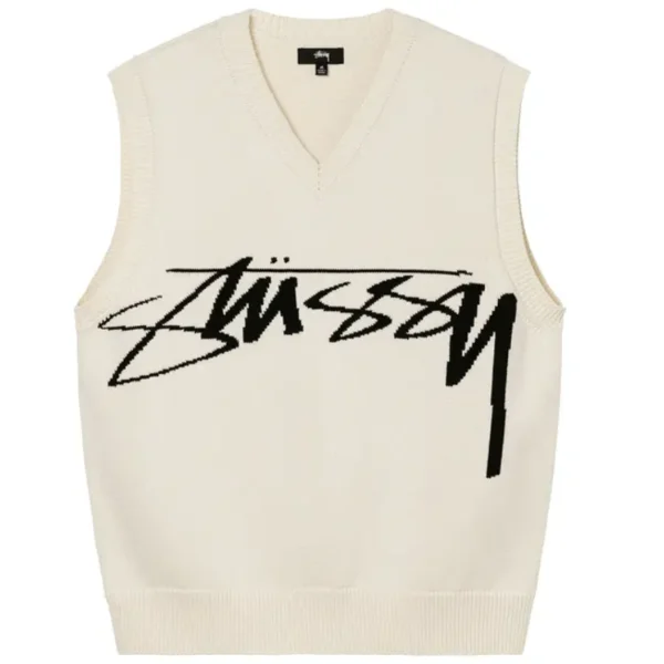 Stussy Logo Cream Sweater Vest