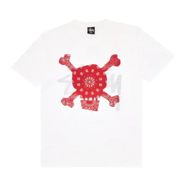 Stussy Paisley Red Skull White T-Shirt