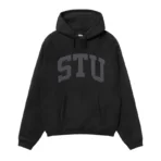 Stussy STU Relaxed Fit Black Hoodie