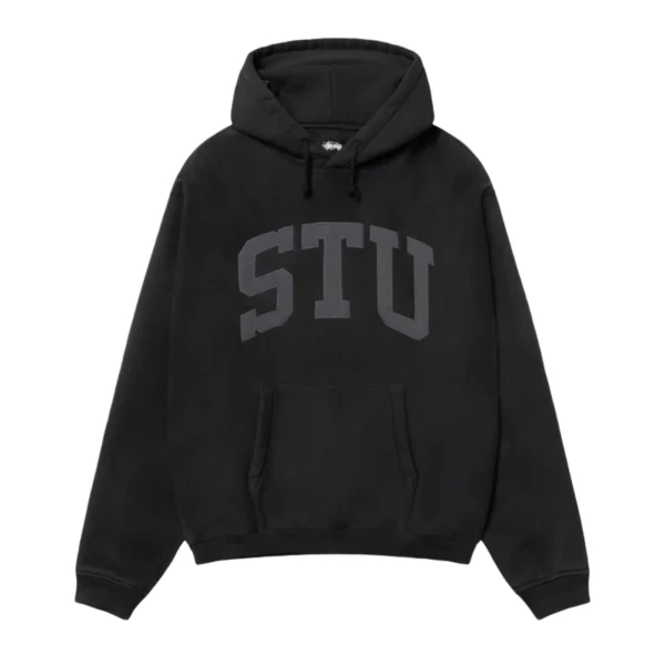 Stussy STU Relaxed Fit Black Hoodie
