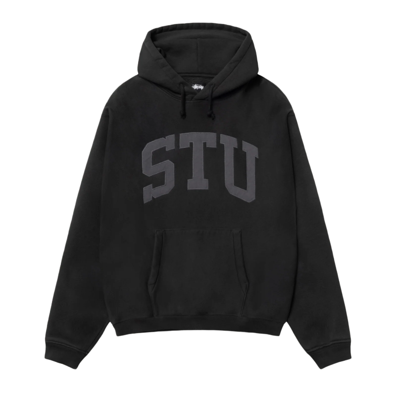 Stussy STU Relaxed Fit Black Hoodie