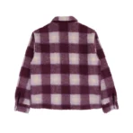 Stussy Shadow Plaid Sherpa Zip Purple Jacket-back