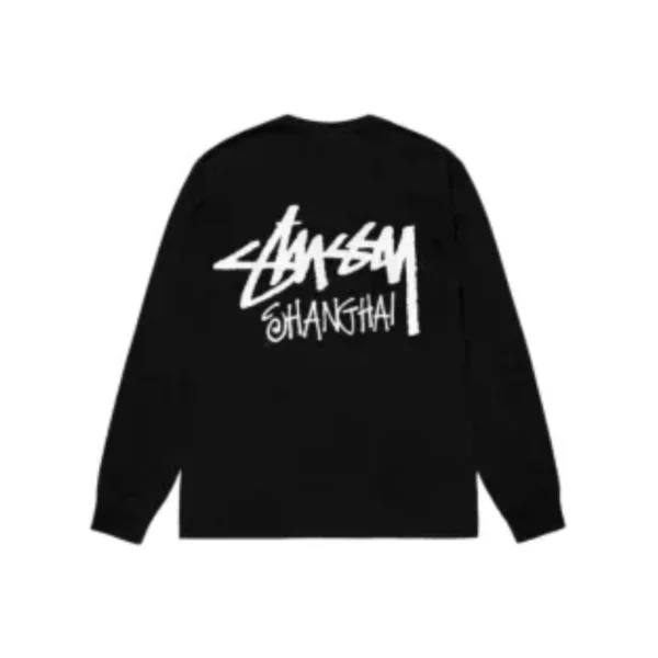 Stussy Shanghai Black Long Sleeve Shirt-back
