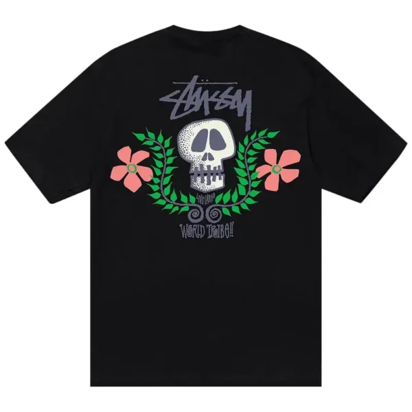 Stussy Skull Crest Black Tee Back