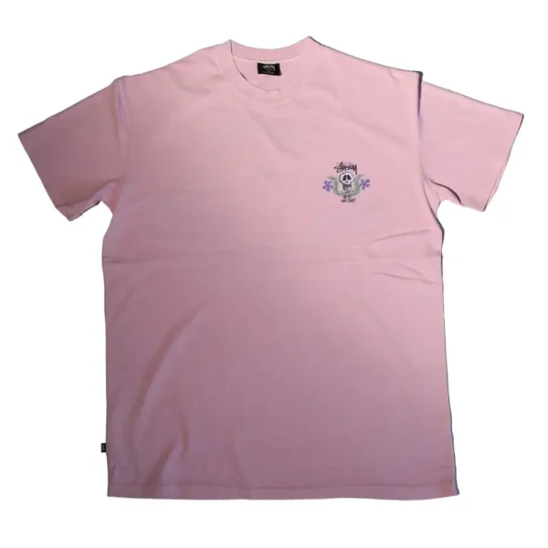 Stussy Skull Crest Pink Tee