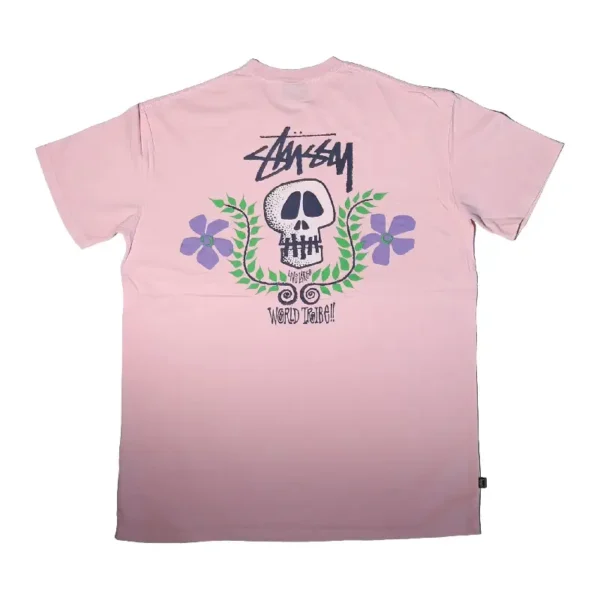 Stussy Skull Crest Pink Tee Back