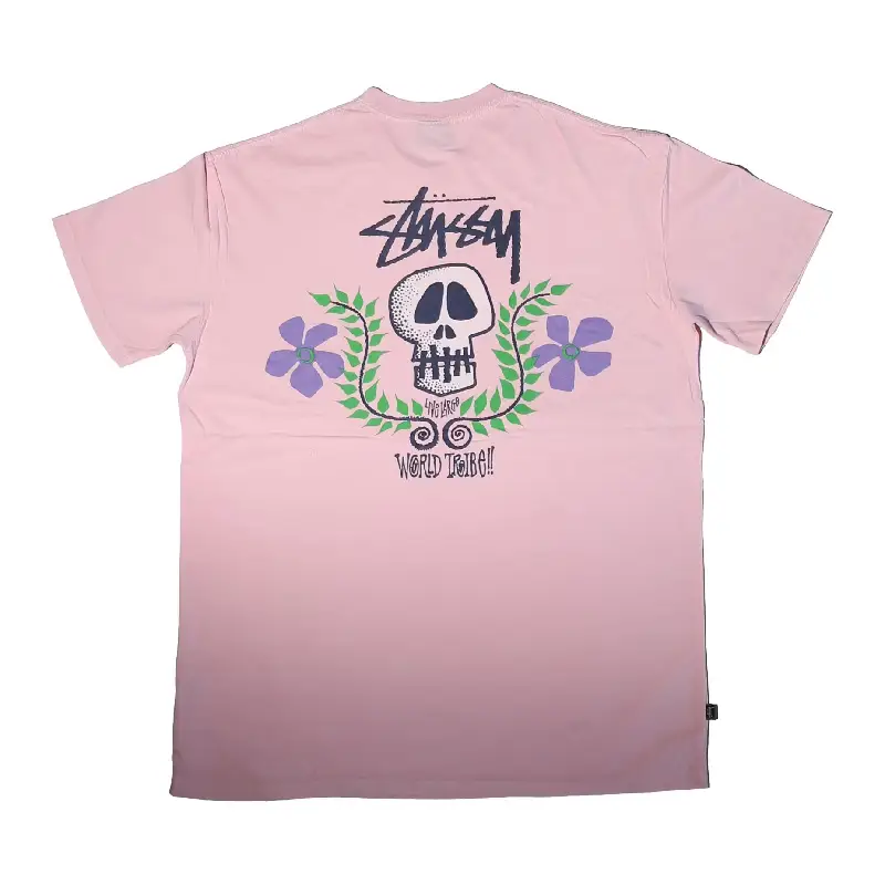 Stussy Skull Crest Pink Tee Back
