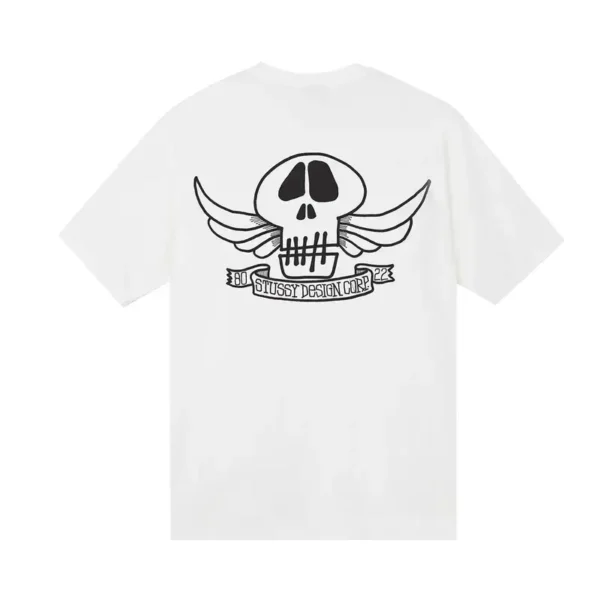 Stussy Skull Wings White T-Shirt Back