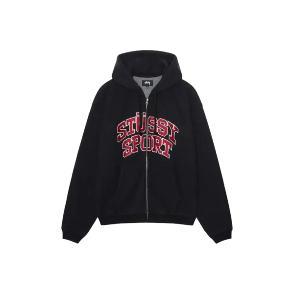 Stussy Sport Black Zip Up Hoodie
