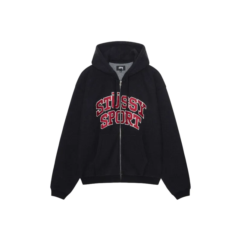 Stussy Sport Black Zip Up Hoodie