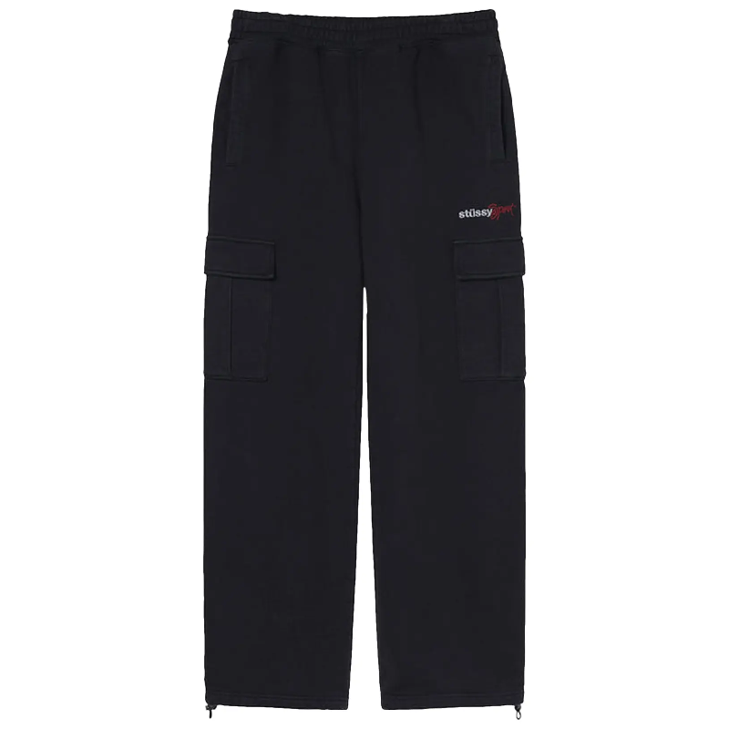 Stussy Sport Logo Cargo Black Sweatpants