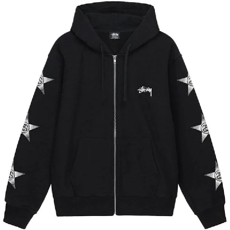 Stussy Stars Black Zip Up Hoodie
