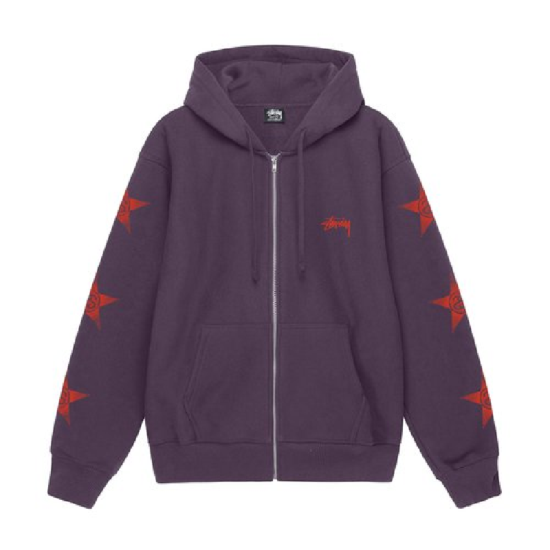 Stussy Stars Purple Zip Up Hoodie