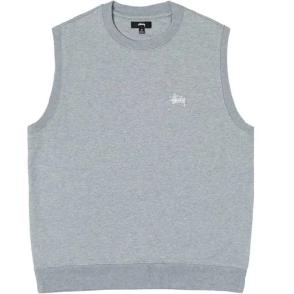 Stussy Stock Fleece Heather Grey Vest