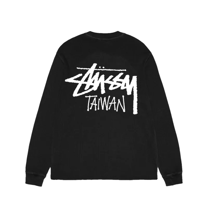 Stussy Stock Taiwan Long Sleeve Black Shirt-back