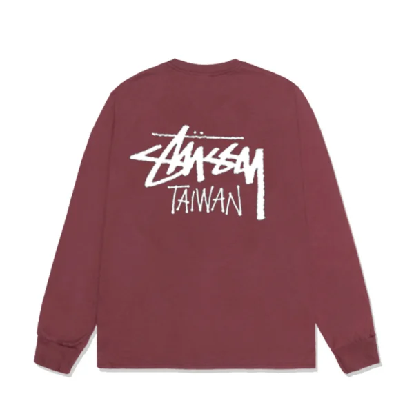 Stussy Stock Taiwan Red Long Sleeve Shirt-back