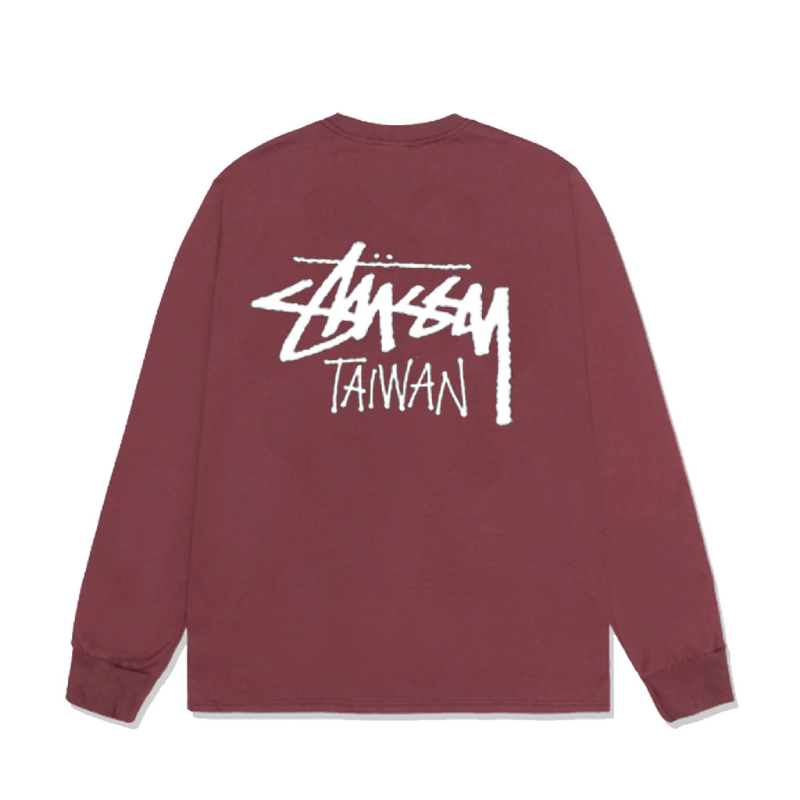 Stussy Stock Taiwan Red Long Sleeve Shirt-back