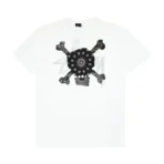Stussy White and Black Paisley Skull White Tee