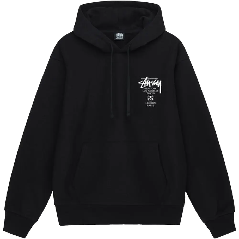 Stussy World Tour Black Pullover Hoodie
