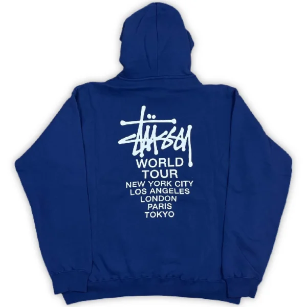 Stussy World Tour Royal Blue Pullover Hoodie-back