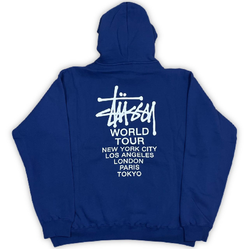 Stussy World Tour Royal Blue Pullover Hoodie-back